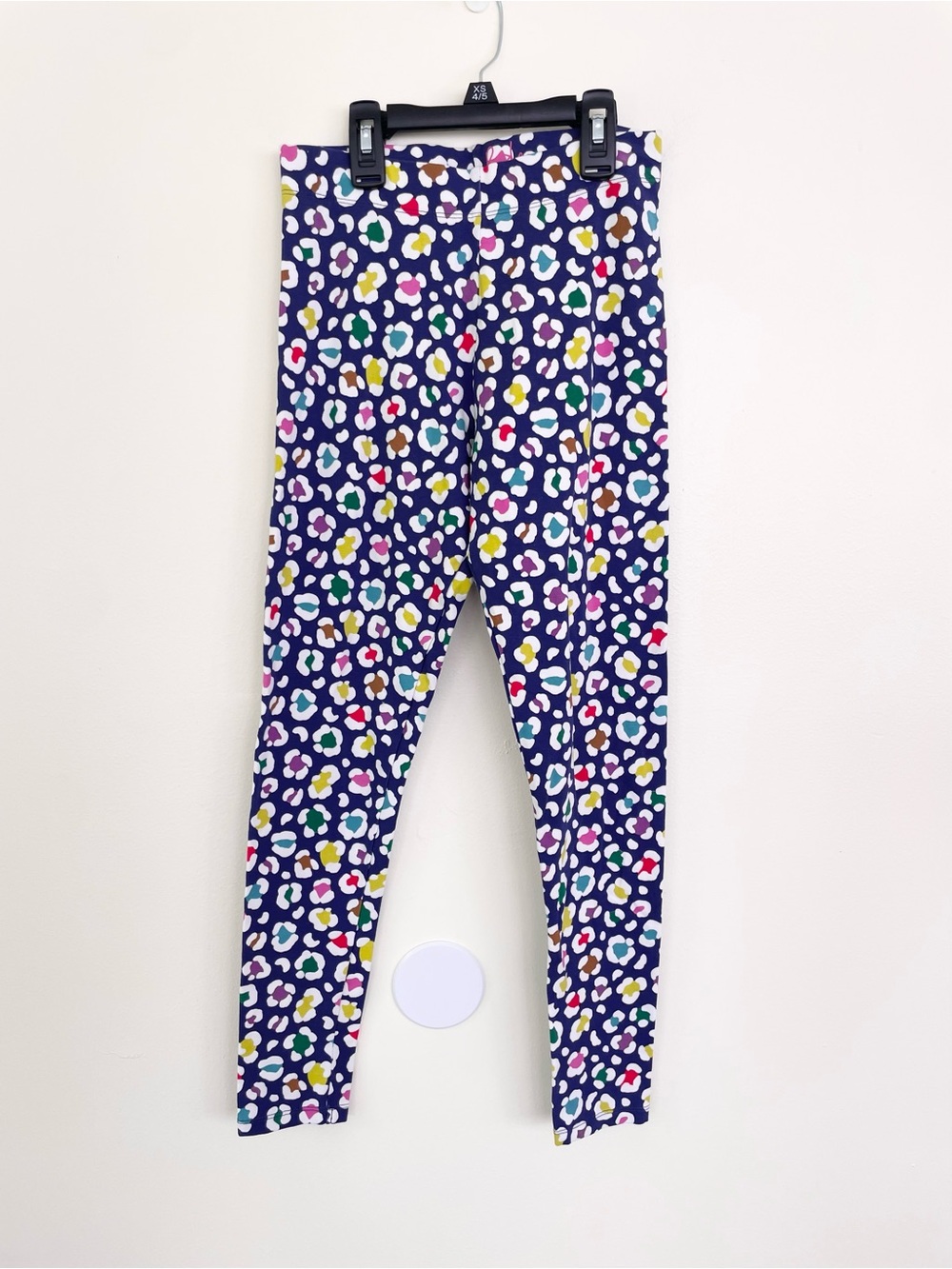Boden Colorful Rainbow Leopard Print Navy Blue Leggings Sz 11-12Y Girls Cotton